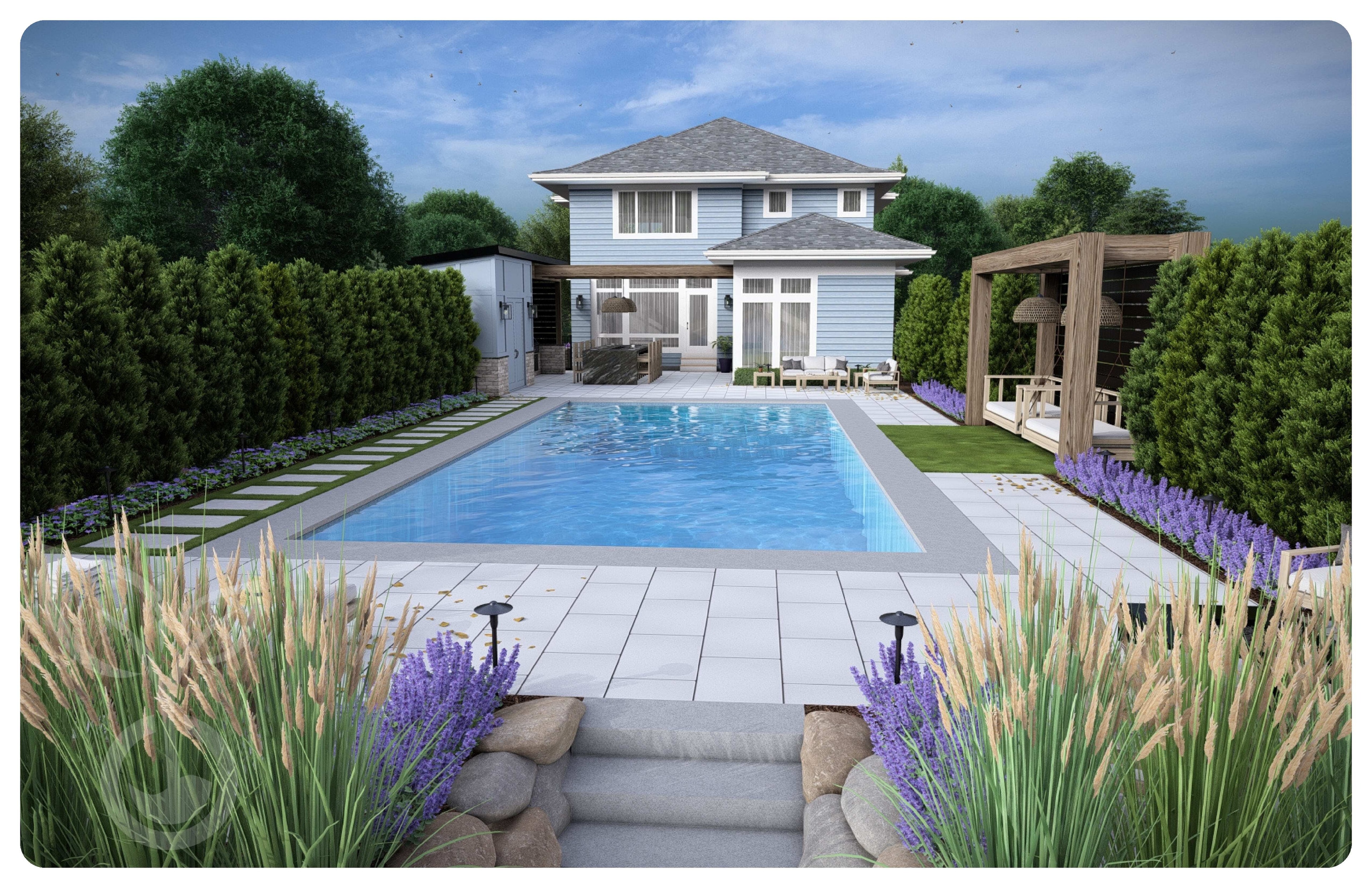 Backyard pool view